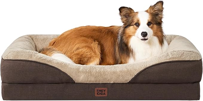 EHEYCIGA Orthopedic Memory Foam Dog Bed - Large 41x27in, Brown