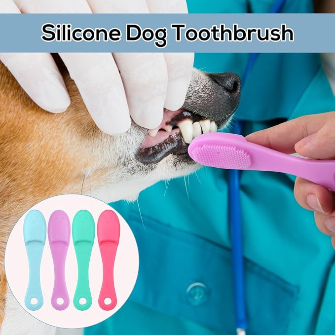 4 Pcs Cat Chin Brushes, Soft Silicone Manual Facial Cleansing Scrubber Cats Chin Cleaner Dog Finger Toothbrush Pet Tooth Brush with Improved Design for Dogs Cats Puppies Chin Cleaning Dental Care