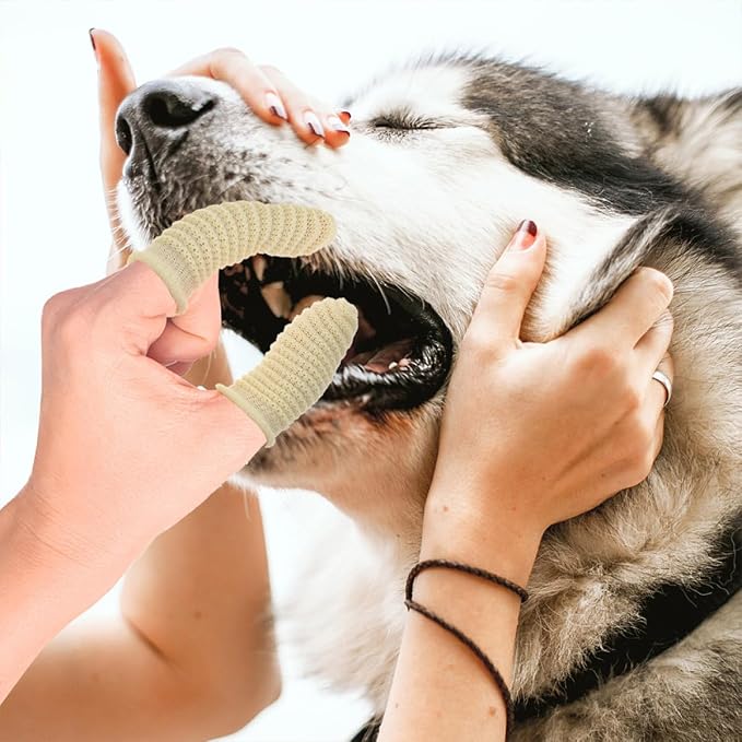Luxshiny 12pcs Dog Finger Toothbrush for Large and Small Dogs, Soft Silicone Material, Yellow and Sky Blue, Dental Cleaning for Pet Oral Care