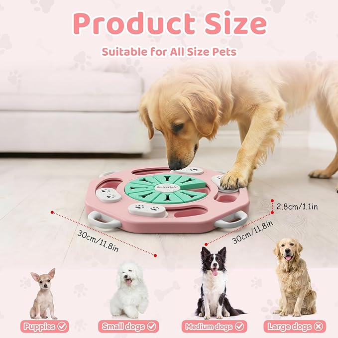 MateeyLife Interactive Dog Puzzle Toy for Smart Dogs, Mental Stimulation Dog Enrichment Toys, Treat Dispensing Dog Toys to Keep Them Busy for Small and Medium Dogs, IQ Training Puzzle Feeder (Pink)