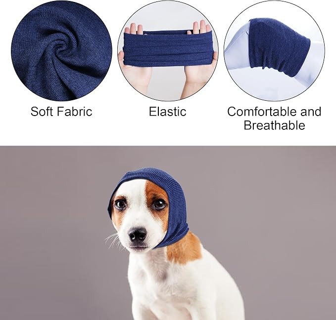 Quiet Ears for Dogs, Rbenxia 1 Piece Dog Ear Cover Hoodies Dog Ear Muffs Headband Noise Ear Protection Warm Winter Scarf (Blue, Small)