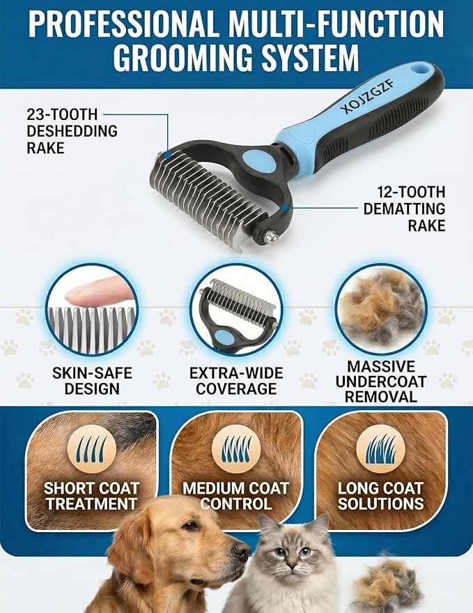 Professional Deshedding Tool for Dogs & Cats, Green