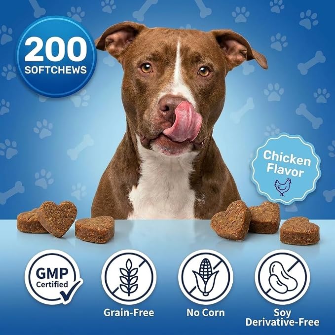 Glucosamine for Dogs Joint Support Supplement Dog Hip and Joint Chondroitin Chews Treats with MSM Dog Joint Pain Relief Mobility Supplements(Chicken Flavor)