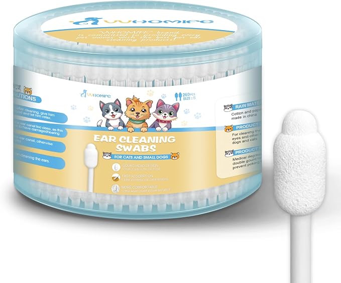Gourd-Shaped Cotton Tips for Pet Ear Canals, 260pcs