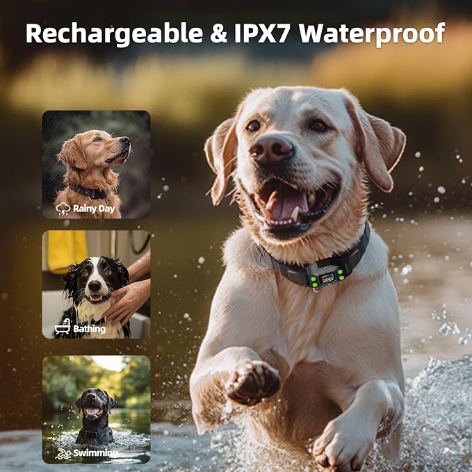 AEZ Smart Dog Collar, GPS Dog Tracker, Wireless Dog Fence System, GPS Fence Collar for Dogs with Beep Vibration Alert Modes, Radius 25-999 Yards for Over 15lbs Dogs, IPX7 Waterproof