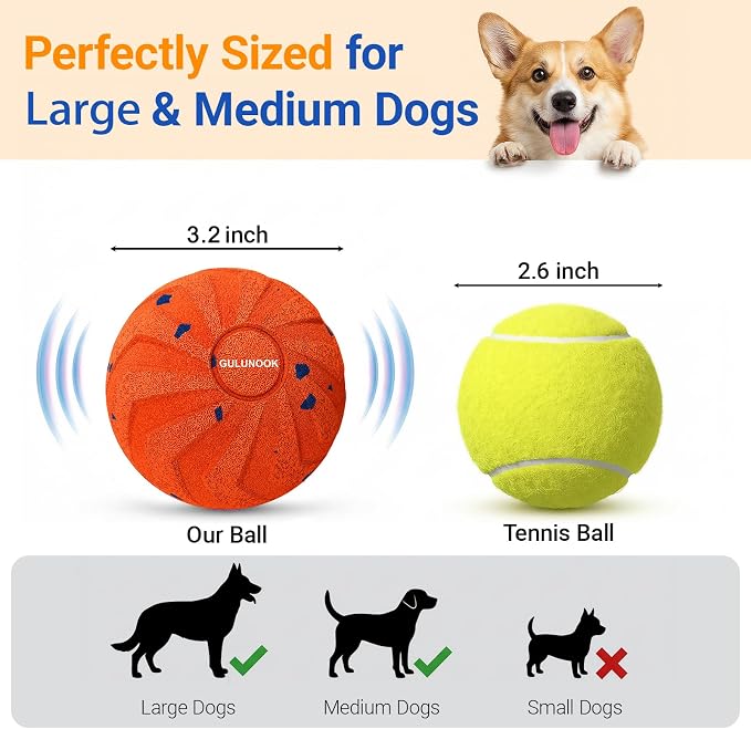 Interactive Dog Ball Toy, Automatic Rolling & Bouncing, 3.2" Orange, E-TPU | Medium & Large Dogs, 2-in-1 Fetch Toy, 3 Play Modes, Chew Resistant, USB Type-C Rechargeable, Waterproof