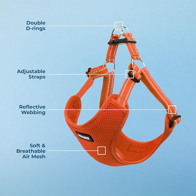 Voyager Step-in Flex Adjustable Dog Harness - Orange, X-Small | 13 - 16" in Chest, Fully Adjustable, Reflective Bands, All Weather Breathable Air Mesh, Lightweight, Fast Drying