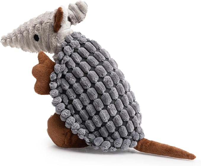 Hollypet Armadillo Squeaky Puppy Dog Toys for Small Medium Dogs, 8" | plush stuffed small dog squeak animal toy with unique grunt squeaker textured fabric for teeth cleaning toys