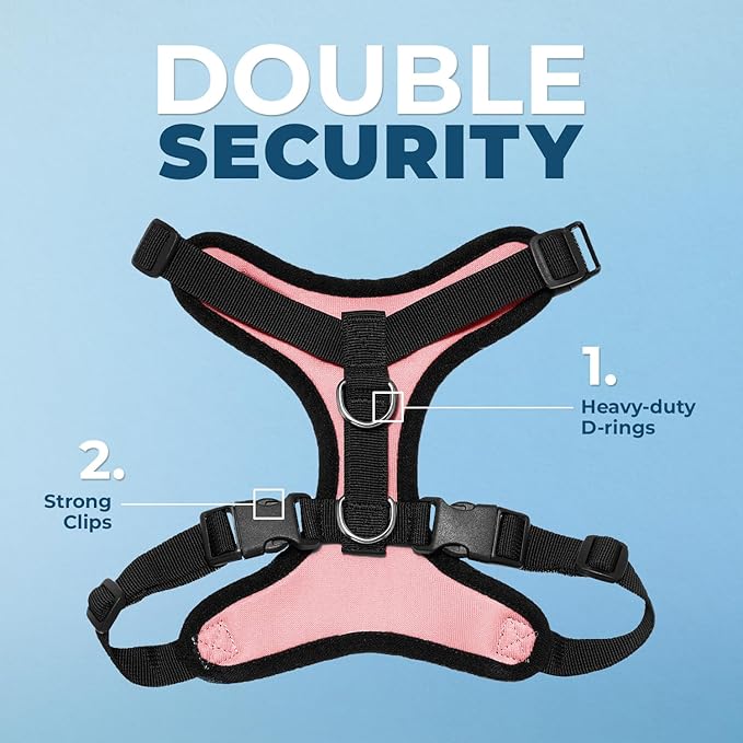 Voyager Step-in Lock Dog Harness - Pink/Black Trim, Small | 15 - 18" in Chest, Adjustable, Breathable Air Mesh, Lightweight for Daily Walks, Strong Clips, Heavy Duty D-Ring