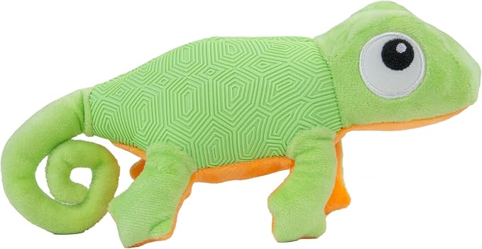 Outward Hound Coated Critterz Dog Toy – Plush & Molded Texture, Squeaky Fetch, Small & Medium Dogs, Lizard, 10.4"