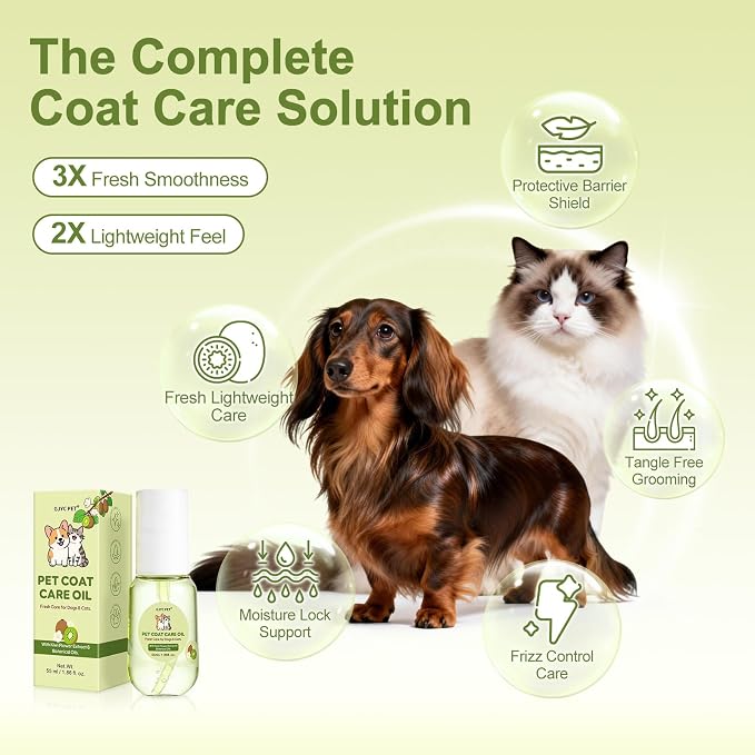 Pet Coat Care Oil for Dogs & Cats, Kiwi Seed & Olive Infusion, 1.86 fl oz
