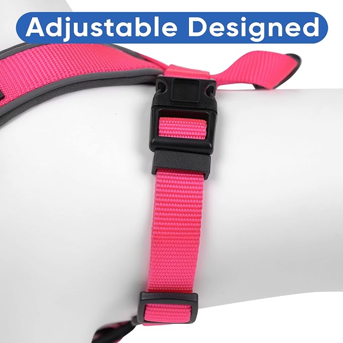 Pawtitas Reflective Padded Dog Harness for X-Small Dogs – Adjustable Puppy Step-in Vest | Fits Chest 14–18 in | No Pull Training Harness | XS | Pink