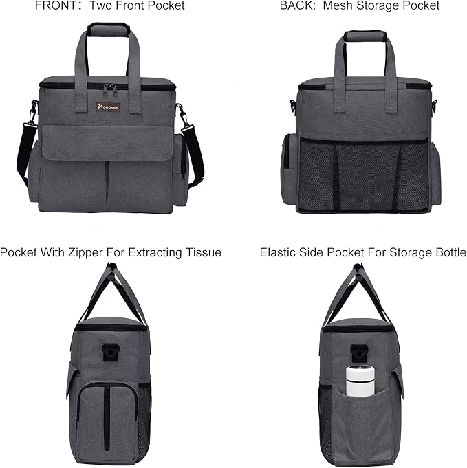 Modoker Airline Approved Pet Travel Bag Weekend Set with Food Containers & Bowls, Dark Gray