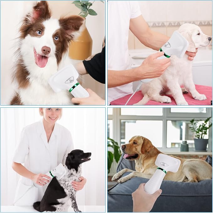Dog Hair Dryer,2 in 1 Pet Hair Dryer with Slicker Brush,Dog Blow Dryer with 2 Adjustable Heat Setting Dogs Bath Brush for Grooming Small Medium Dogs Cats