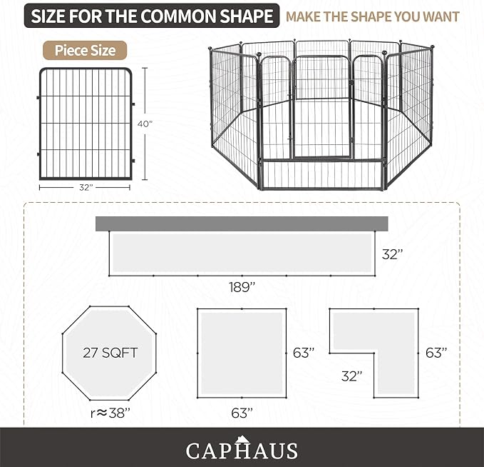 CAPHAUS Foldable Pet Playpen with Door - Multi-Size (24/32/40in)