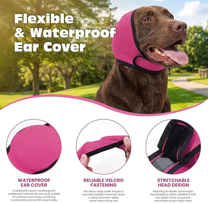 2PCS No Flap Ear Wraps for Dogs, Dog Ear Muffs Noise Protection, Adjustable Calming Dog Ear Protection