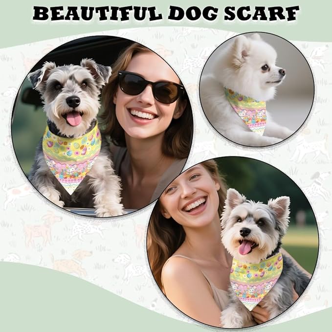Forchrinse Easter Bunny Egg Dog Bandanas Triangle Bandana Soft Polyester Pet Scarf Dog Kerchief, One Size, Polyester, Easter Bunny Egg