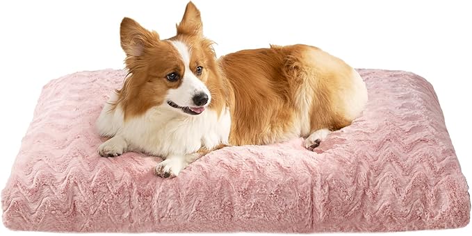 EHEYCIGA Washable Large Dog Bed for Crate, 35x23 Inch Pet Bed, Pink