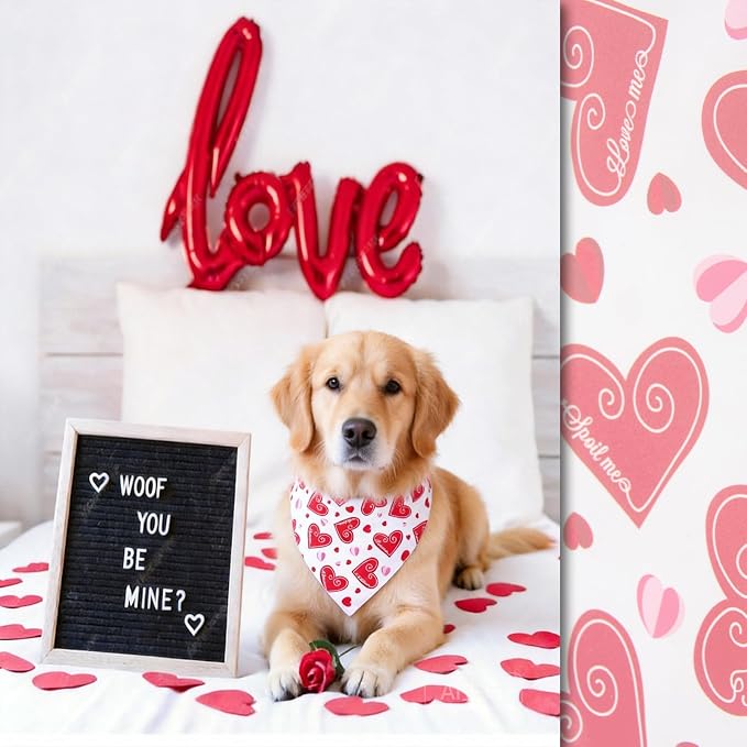 Valentine’s Day Dog Bandanas, Medium, Small