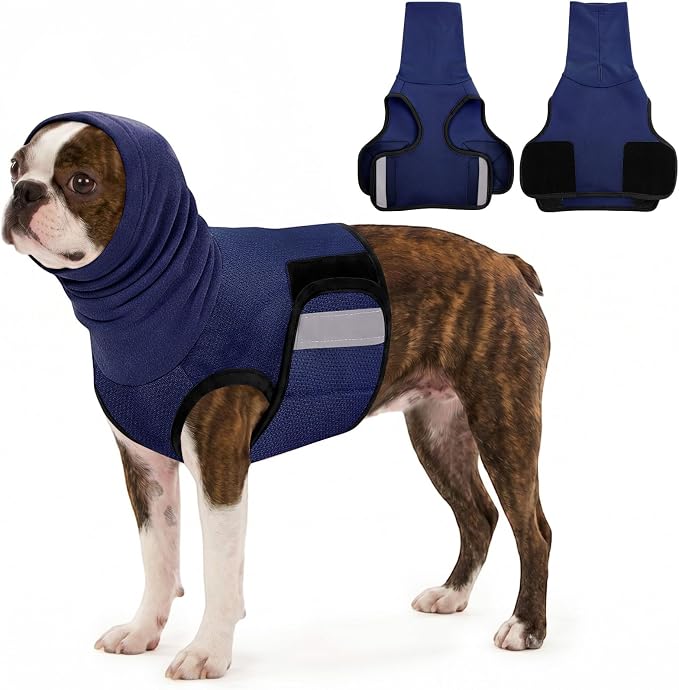 AOFITEE Small Dog Anxiety Vest, Breathable Dog Thunder Jacket with Hood