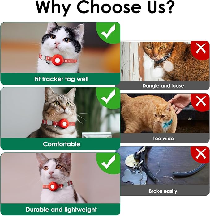 Cat Tracker, MINI Pet Tracker for Cats, Cat GPS Tracker Compatible with Apple Find My App(Only iOS), Real-Time Tracking, Precise Positioning, No Monthly Fee, Long-Life Battery, Smart Alerts