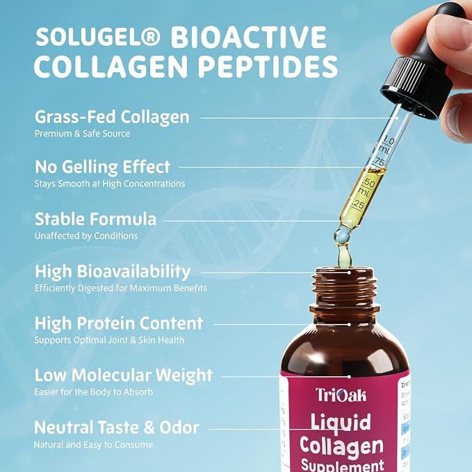 Liquid Collagen Drops for Dogs with Grass-Fed Bioactive Collagen Peptides - 4-in-1 Hip & Joint, Skin & Coat, Itch Relief Support with Vitamin C, Biotin & Hyaluronic Acid - for Dogs Ages