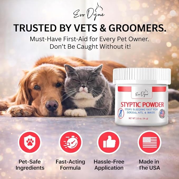 Evo Dyne Styptic Powder 2-Pack 2 oz for Dogs, Cats & Birds