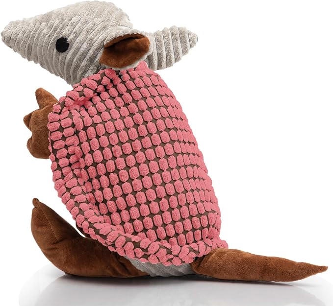 Hollypet Armadillo Squeaky Dog Toys for Medium Large Dogs, 14" | plush stuffed large dog squeak animal toy with unique grunt squeaker textured fabric for teeth cleaning toys
