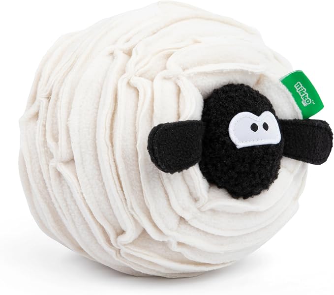 Snuffle Ball, Interactive Plush Enrichment Toy, Treat-Dispensing Puzzle for Dogs, Nosework Sheep Toy, Soft & Washable, Not for Children