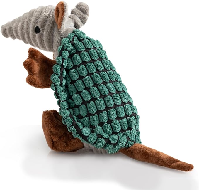 Hollypet Armadillo Squeaky Puppy Dog Toys for Small Medium Dogs, 8" | plush stuffed small dog squeak animal toy with unique grunt squeaker textured fabric for teeth cleaning toys