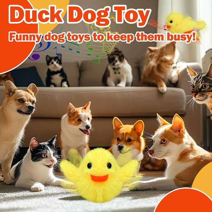 Mity rain Interactive Dog Toys Duck | Keeps Small, Medium & Large Dogs Busy Indoors & Outdoors - Rechargeable, Plush & Squeaky