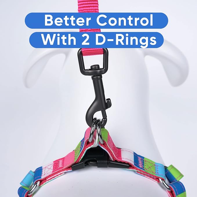 Pawtitas Multicolor Step-in Dog Harness – Adjustable No-Pull Vest for Puppies to Seniors, Safe & Comfortable S Pink/Blue/Teal/Green