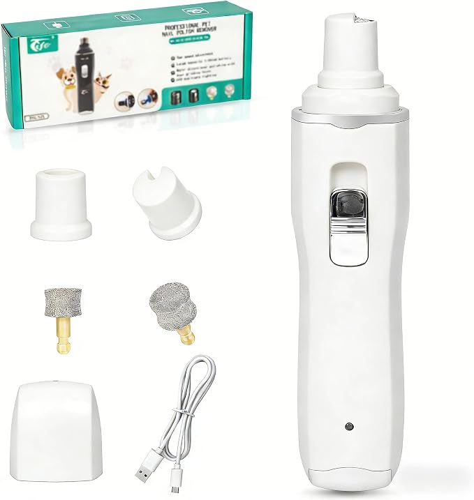 Tife Dog Nail Grinder,2 Speed Electric Rechargeable Dog Nail Trimmer,Quiet and Low-Vibration Pet Nail Grinder,Painless Dog&Cat Grooming Supplies for Large Medium Small Pets