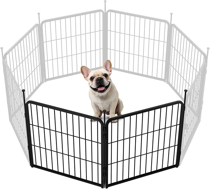 SunsGrove 24 inch 2 Panels Dog Playpen Outdoor for Small and Medium Dogs, Free and Safe Play Dog Fence Indoor, Black