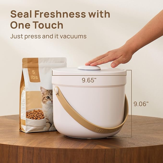 smartoo Vacuum Cat Dog Food Storage Container 5 lb, 5 lb, White