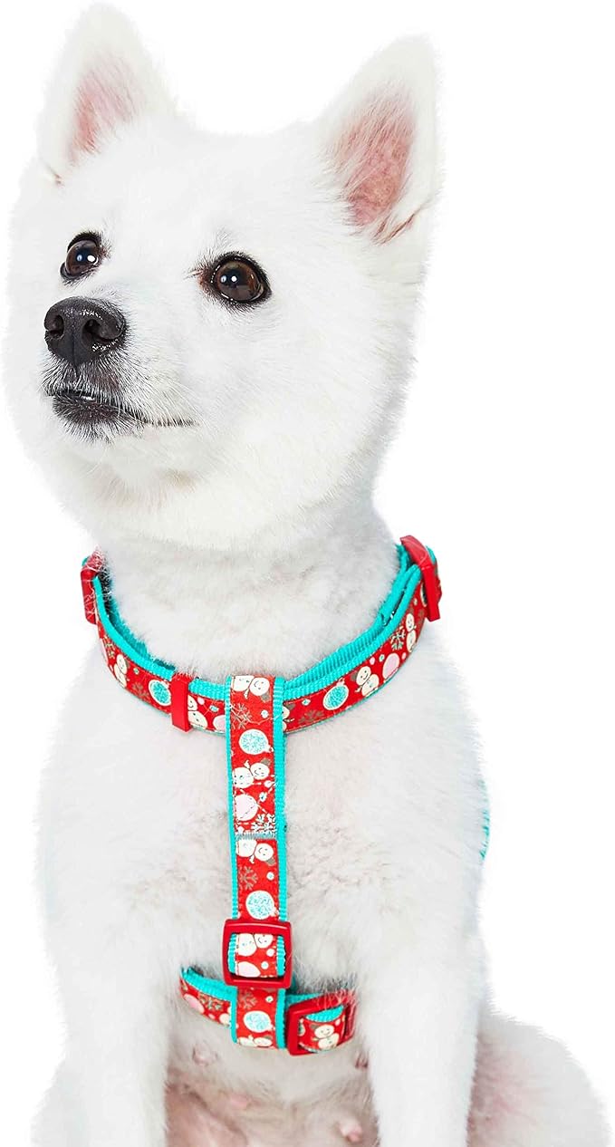 Blueberry Pet Snowman Making Christmas Designer No Pull Dog Harness with Bowtie, Large, Adjustable Harnesses for Dogs