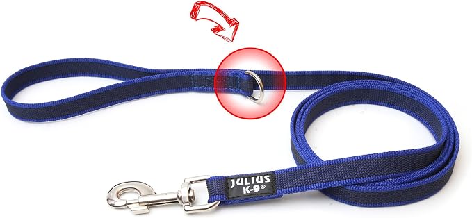 Color & Gray Super-Grip Leash with Handle, and D-Ring, 0.79 in x 6.56 ft, Blue-Gray
