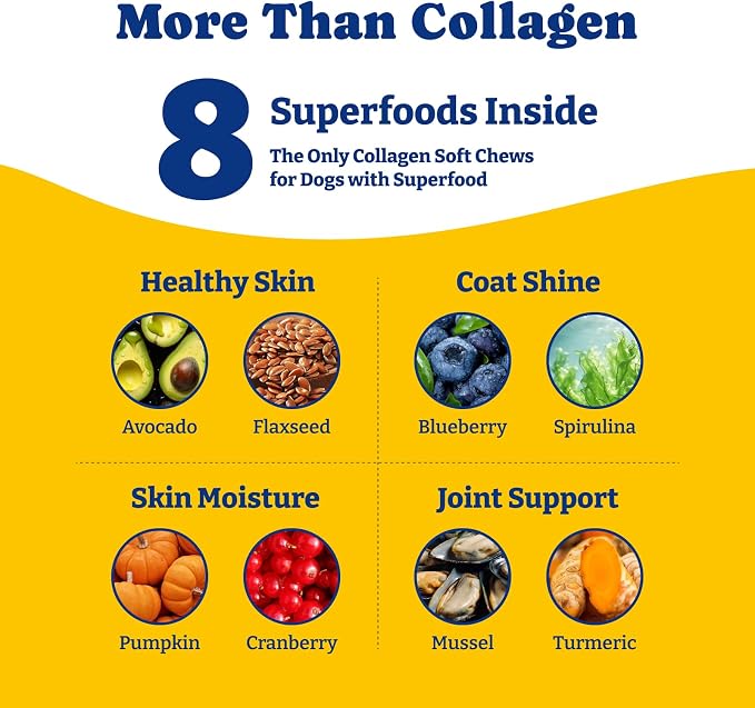 Collagen for Dogs, Soft Chews for Hip, Joint, Skin & Coat Supplement