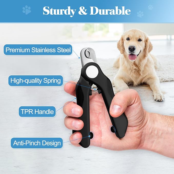 Swihauk Heavy Duty Dog Nail Clippers with Nail File, Black