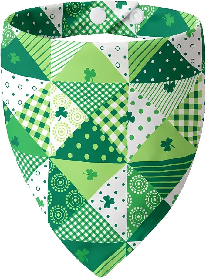 Dog Bandana for St. Patricks Day Patchwork Shamrock, Medium, Small