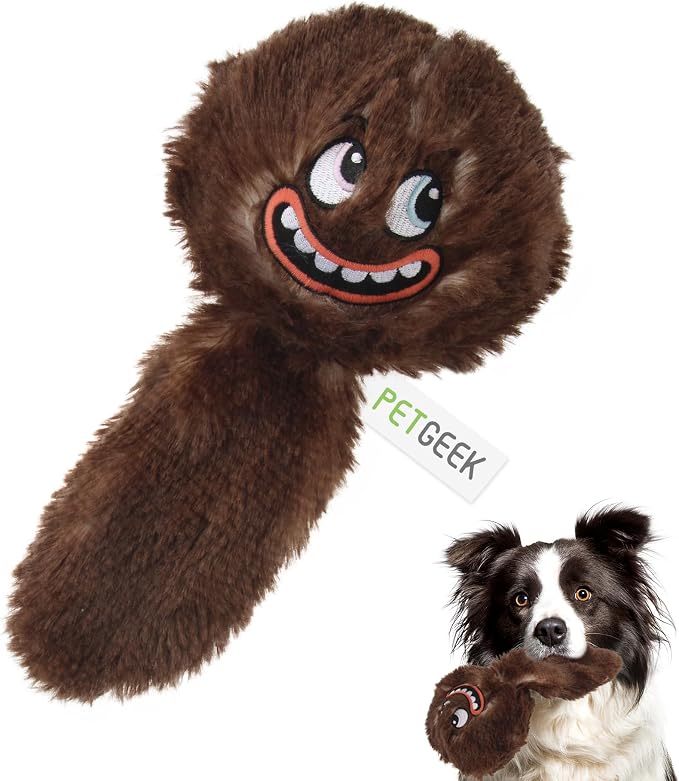 PETGEEK Interactive Dog Toys Ball - Rechargeable, Squeaky Plush Crazy Bouncer Dog Ball with Wiggles & Vibrations, Durable Moving Vibrating Toy for Small, Medium, Large Dogs (6 Inches, Brown)