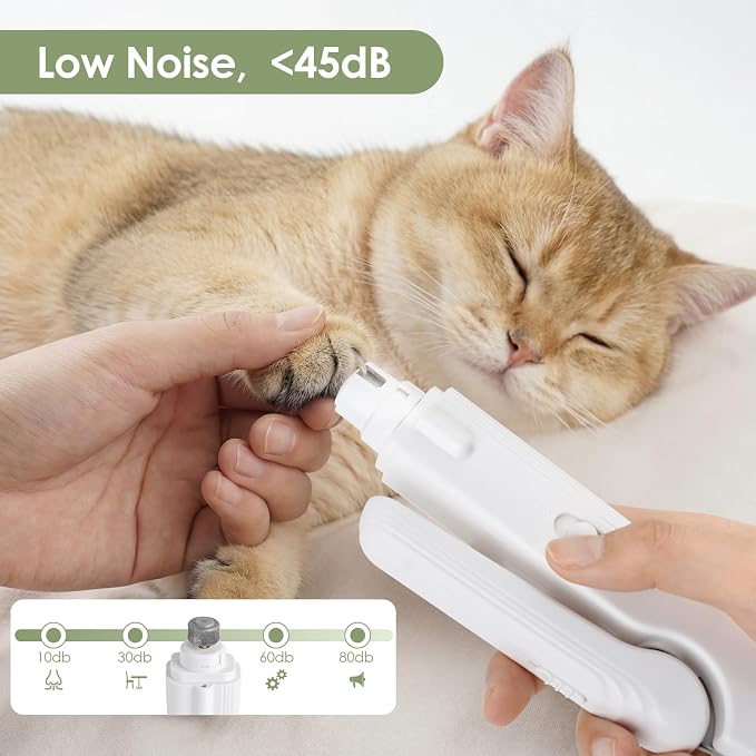 2-in-1 Cat & Dog Nail Clippers & Grinder with 2 LED Lights, White