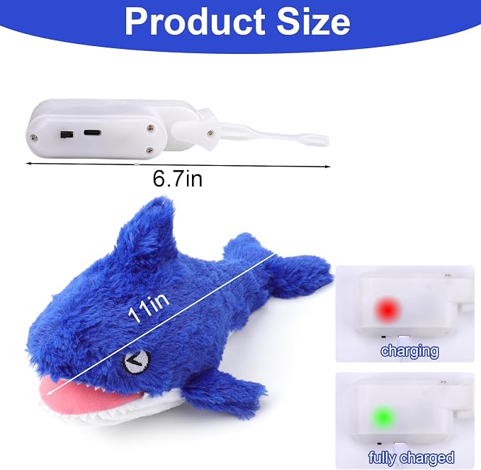 Mity rain Interactive Dog Toy Shark | Keeps Small, Medium & Large Dogs Busy Indoors & Outdoors - Rechargeable, Plush & Squeaky