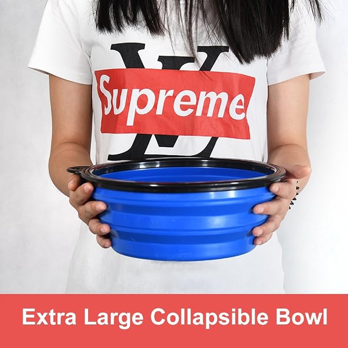 Extra Large Collapsible Dog Bowl, 3L/102oz, Blue