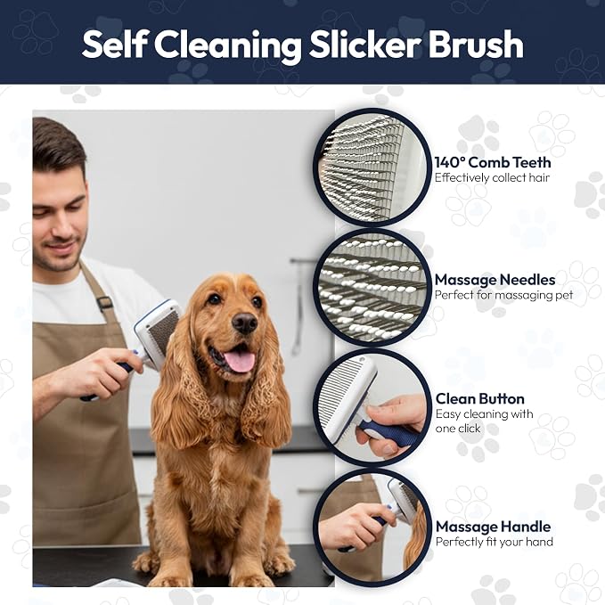 BPG Pet Grooming Tools for Dogs & Cats- 3 Piece Dog Grooming Kit, Slicker Brush