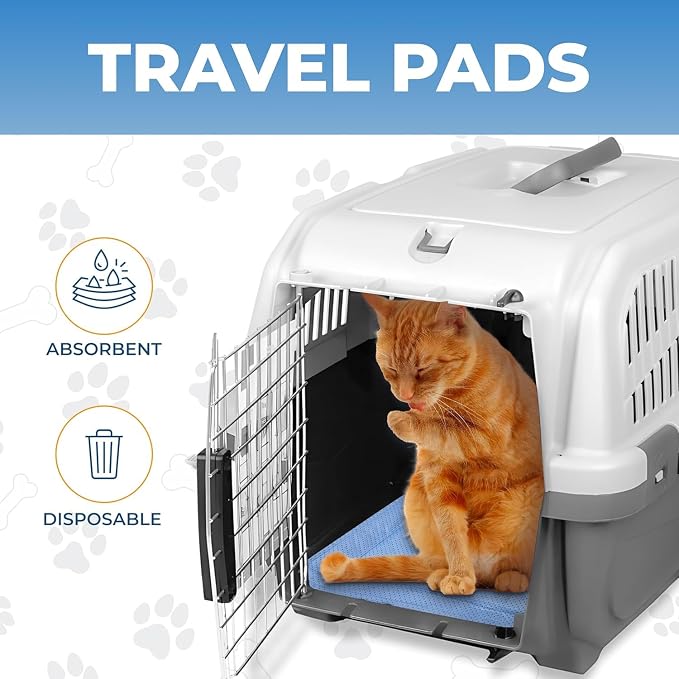Skywin Pet Carrier Pads, 6 Pack Cat Carrier Pad Insert 19.5" x 12.5", Disposable Small Cat Carrier Liner Pad, Puppy Training Pads(Blue)