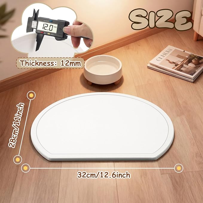 Stone Mat for Dog and Cat Water Bowls 12.6 x 11 Inch Absorbent Feeding Mat Christmas Pet Gift Quick Drying Tray for Pet Water Fountains Diatomaceous Earth Accessories for Messy Drinkers