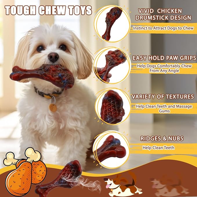Magicorange Dog Chew Toys for Aggressive Chewers, Indestructible Dog Toy for Medium/Large Breed, Tough Nylon Teething Bone Toy to Keep Them Busy,Bacon and Real Beef Flavor (Beef Flavor, 1 Pack)