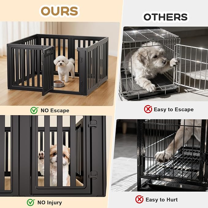 Dog Playpen, Clear Dog Pen, Dog Pen Indoor, Easy to Install and Remove Dog Play Pen, Puppy Playpen Suitable for Dogs, Cats,Dog Playpen Indoor (Black, 30.3 inch Height, 8 Panels)