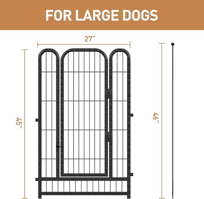 Metal Dog Playpen, 45in 24 Panels, Black-Silver